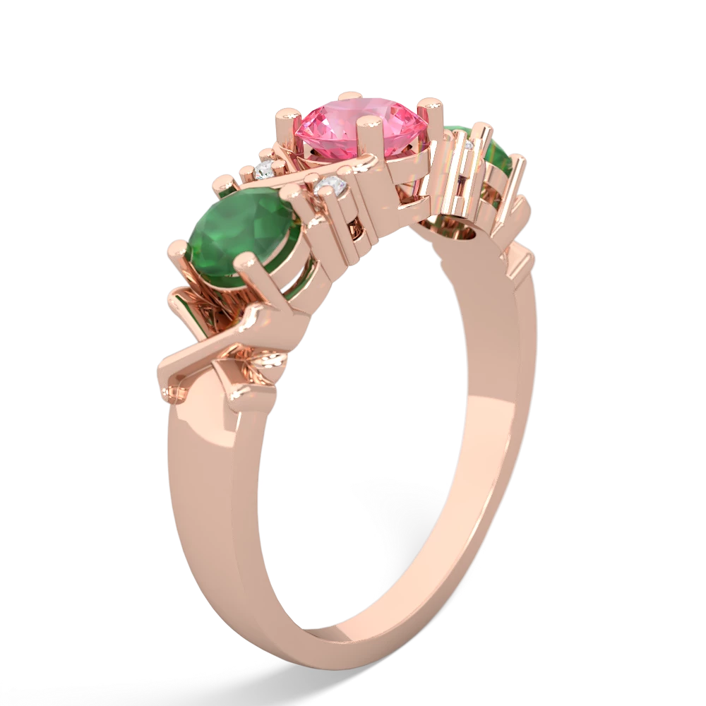 Lab Pink Sapphire Hugs And Kisses 14K Rose Gold ring R5016