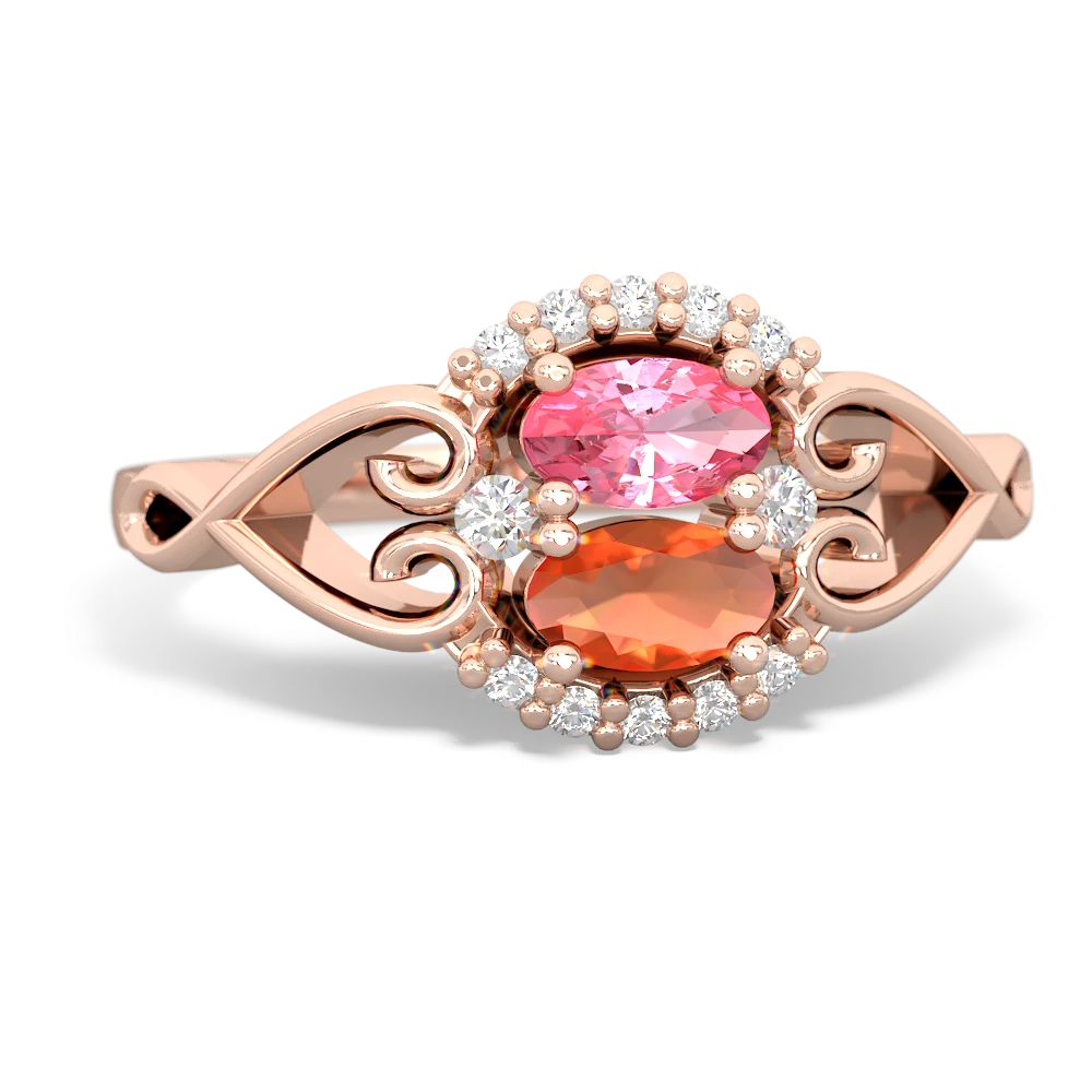 Lab Pink Sapphire Love Nest 14K Rose Gold ring R5860