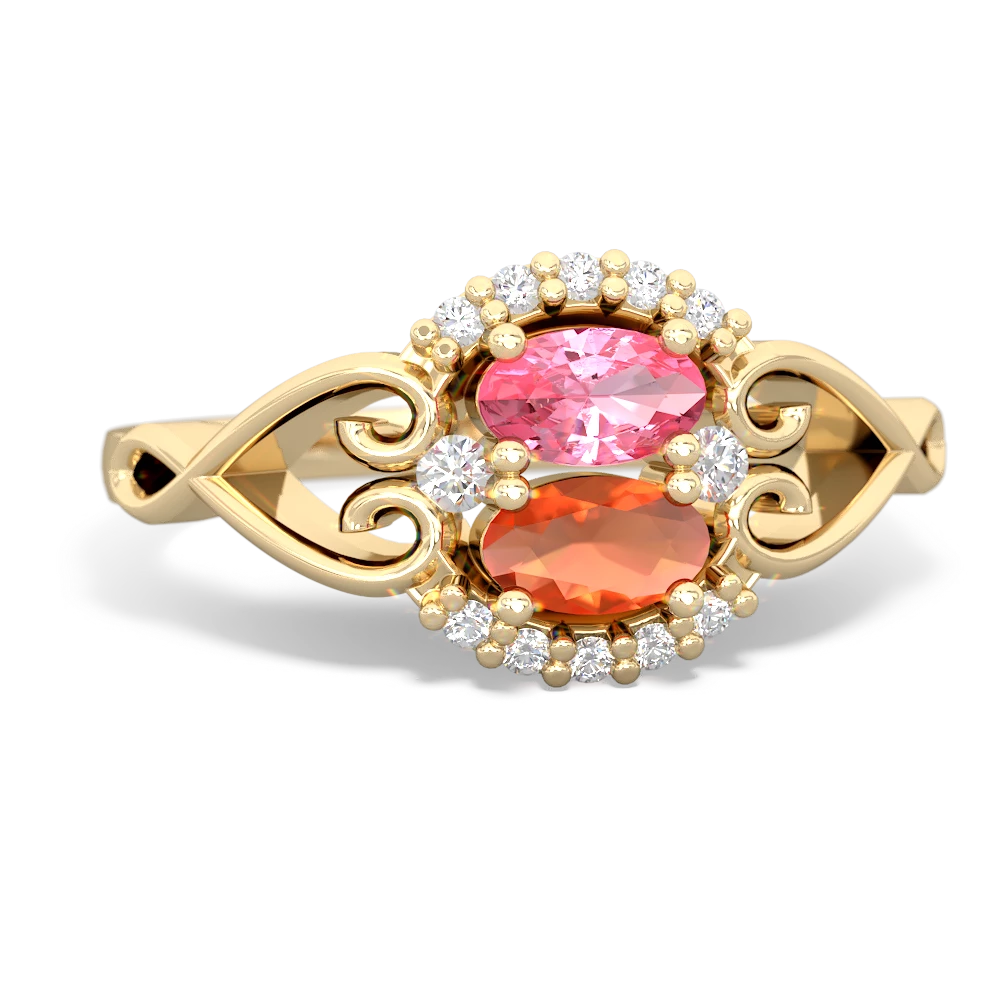 Lab Pink Sapphire Love Nest 14K Yellow Gold ring R5860