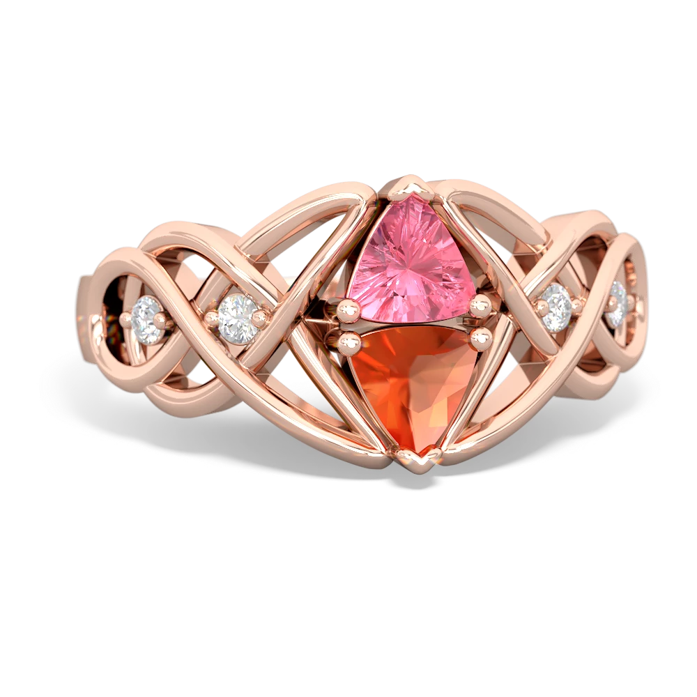 Lab Pink Sapphire Keepsake Celtic Knot 14K Rose Gold ring R5300