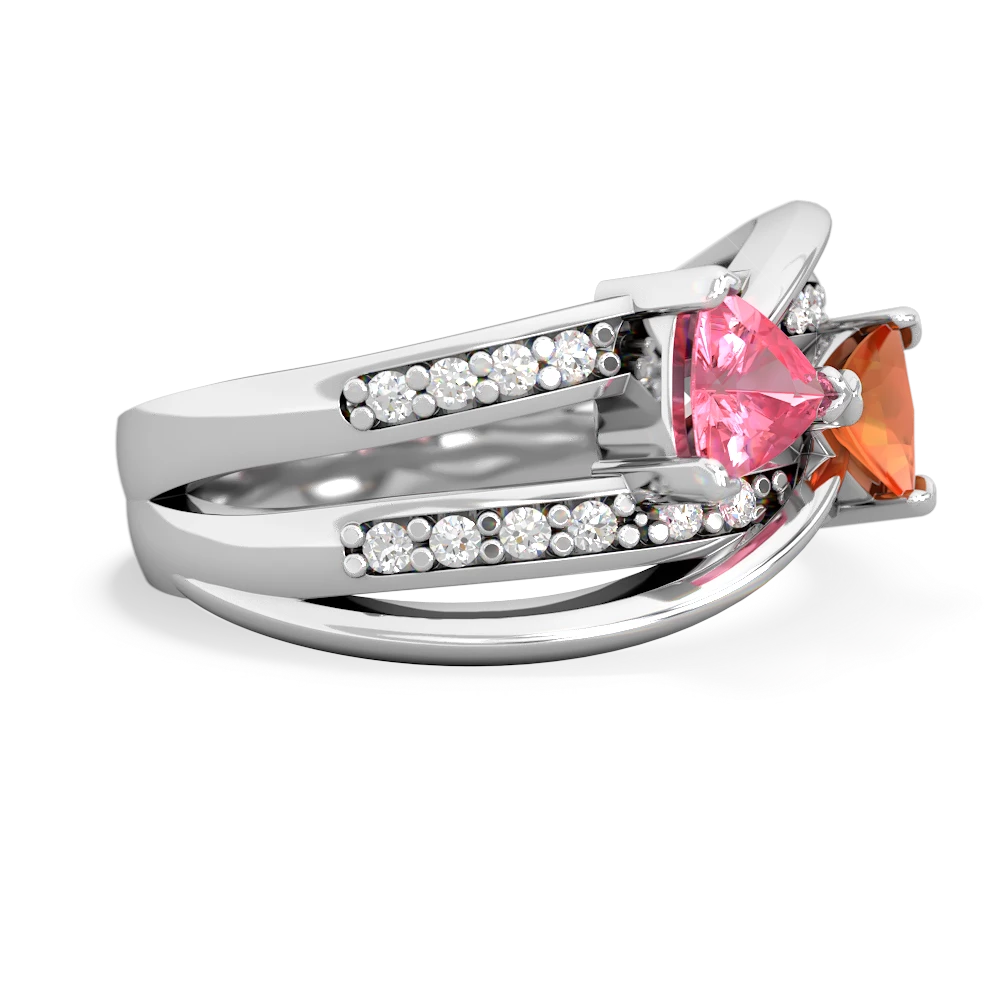 Lab Pink Sapphire Bowtie 14K White Gold ring R2360