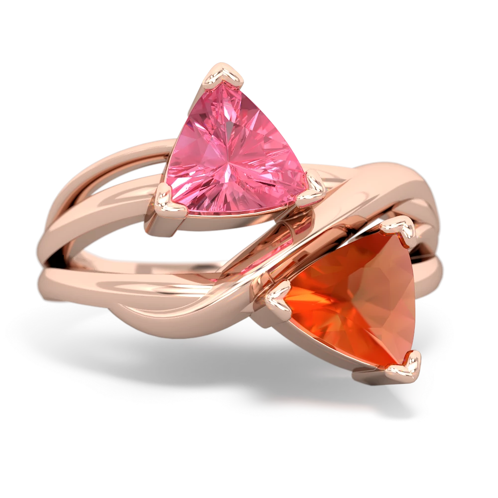 Lab Pink Sapphire Split Band Swirl 14K Rose Gold ring R2341