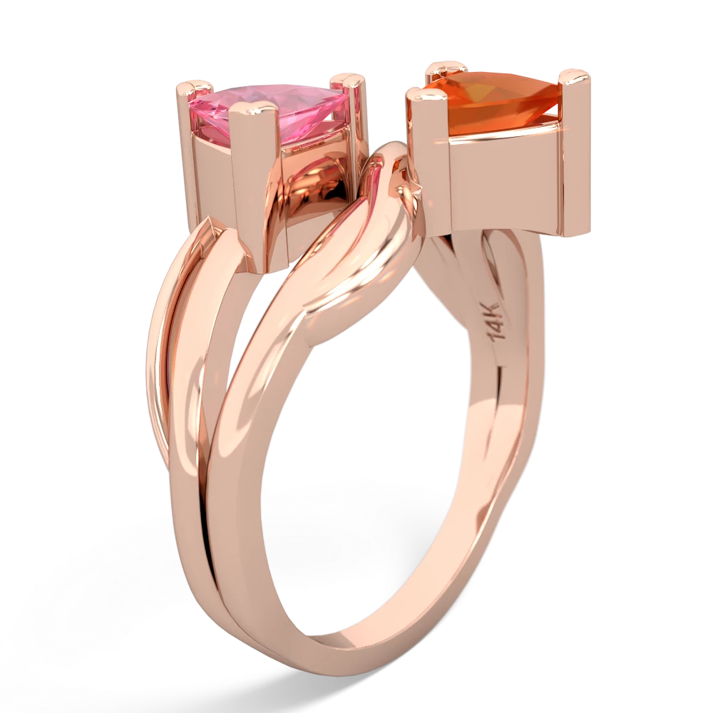 Lab Pink Sapphire Split Band Swirl 14K Rose Gold ring R2341