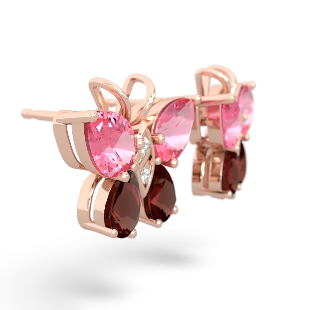 Lab Pink Sapphire Butterfly 14K Rose Gold earrings E2215