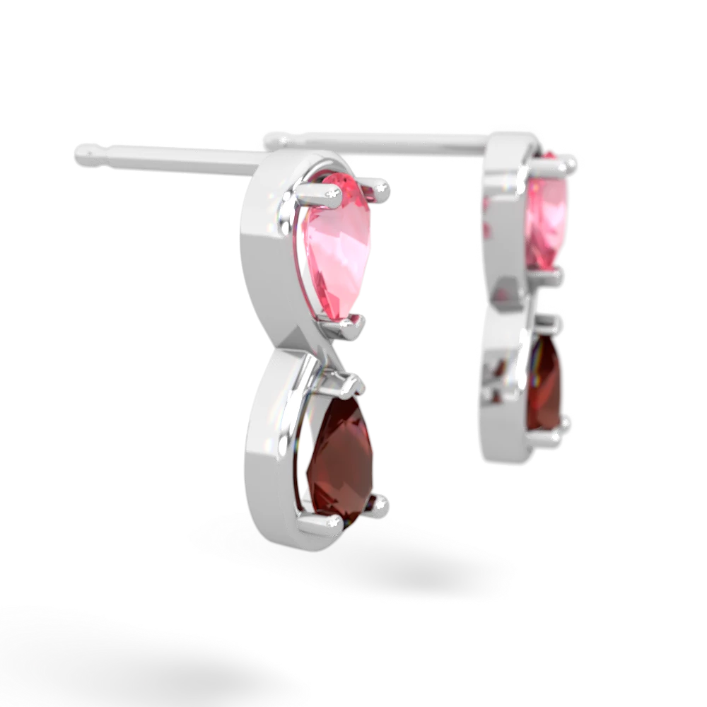 Lab Pink Sapphire Infinity 14K White Gold earrings E5050