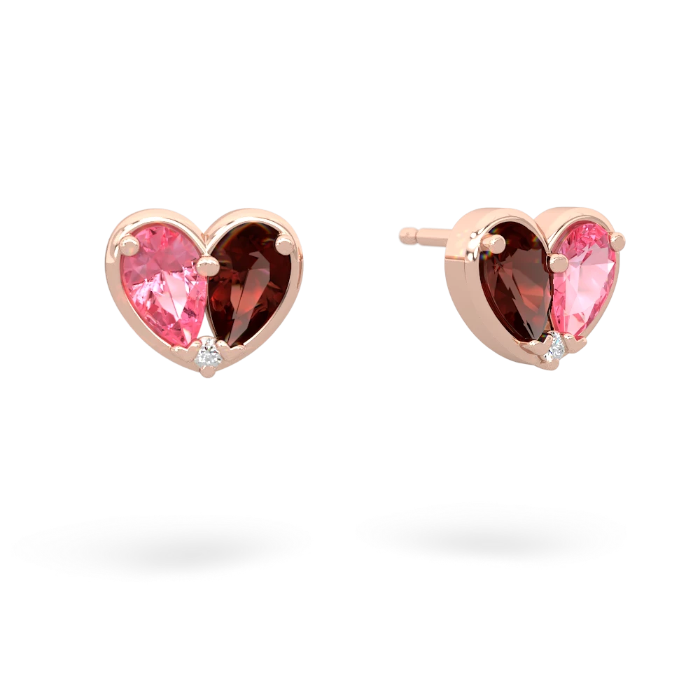 Lab Pink Sapphire 'Our Heart' 14K Rose Gold earrings E5072