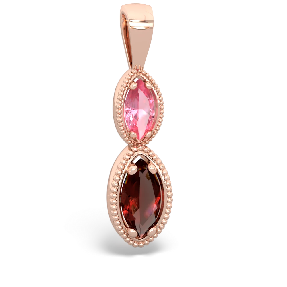 Lab Pink Sapphire Antique-Style Halo 14K Rose Gold pendant P5700