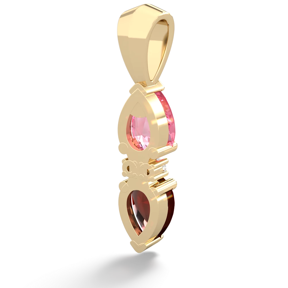 Lab Pink Sapphire Bowtie Drop 14K Yellow Gold pendant P0865