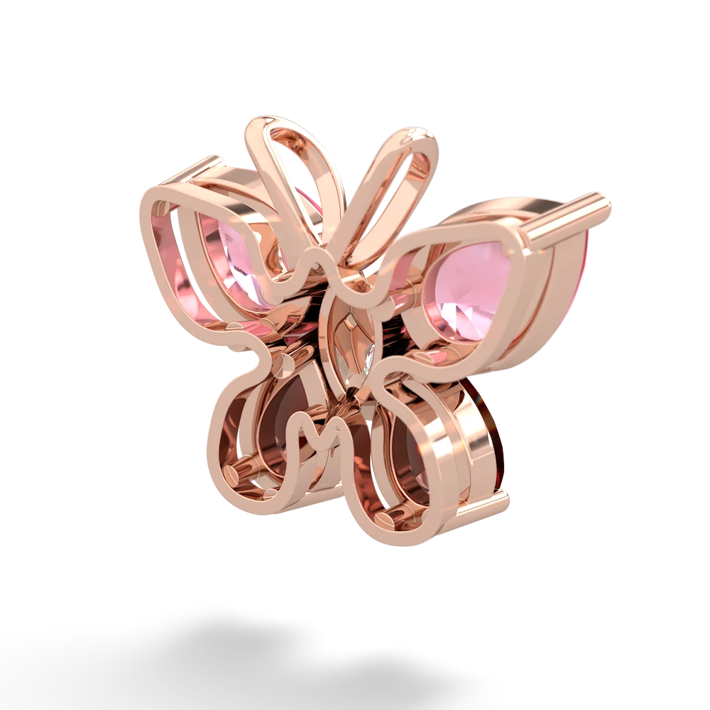 Lab Pink Sapphire Butterfly 14K Rose Gold pendant P2215