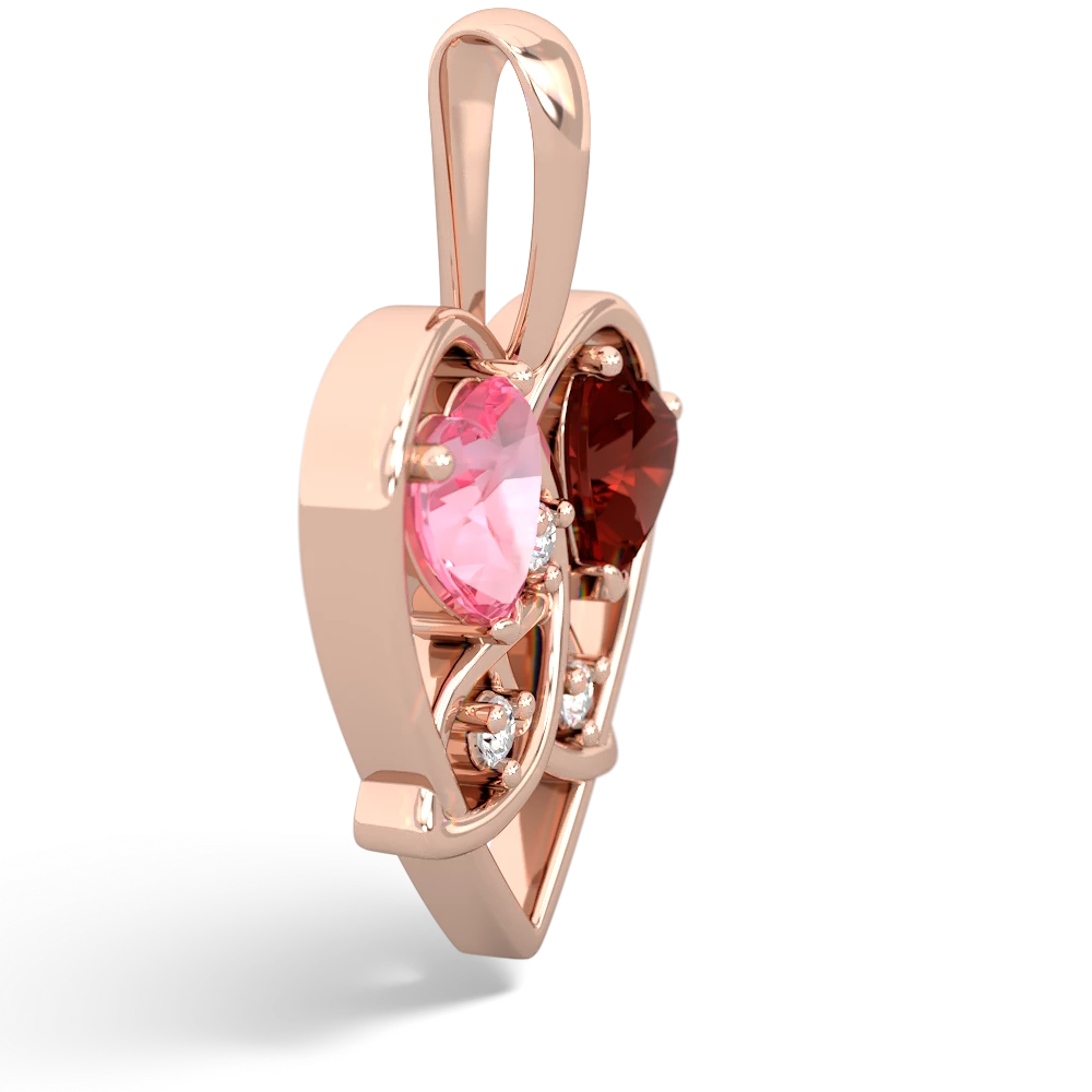 Lab Pink Sapphire Celtic Trinity Heart 14K Rose Gold pendant P5331