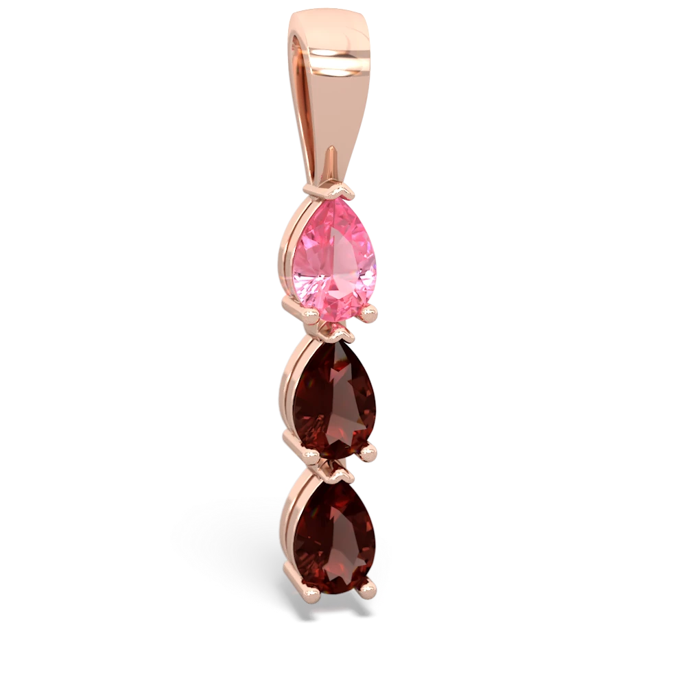 Lab Pink Sapphire Dew Drops 14K Rose Gold pendant P2251