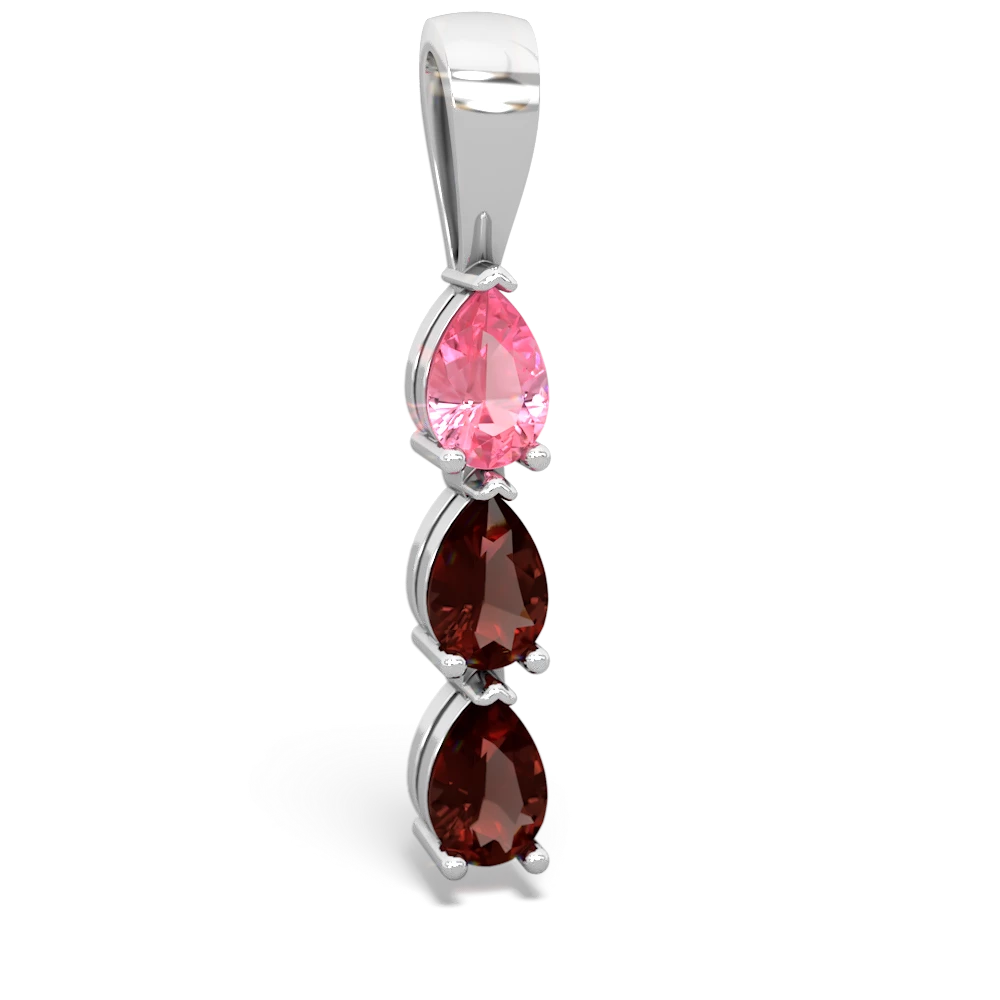 Lab Pink Sapphire Dew Drops 14K White Gold pendant P2251