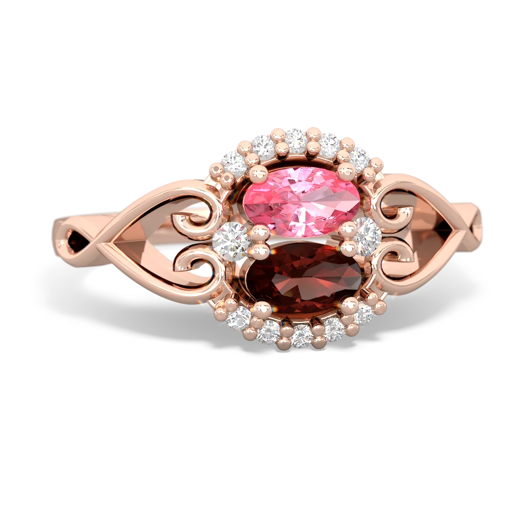 Lab Pink Sapphire Love Nest 14K Rose Gold ring R5860