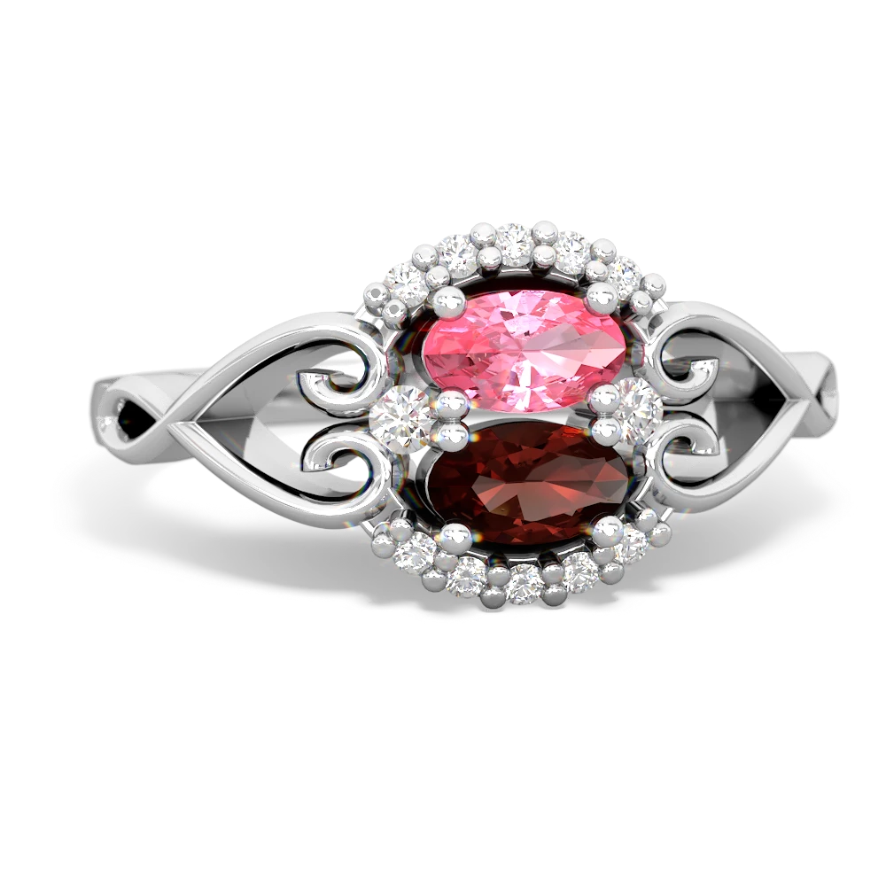 Lab Pink Sapphire Love Nest 14K White Gold ring R5860