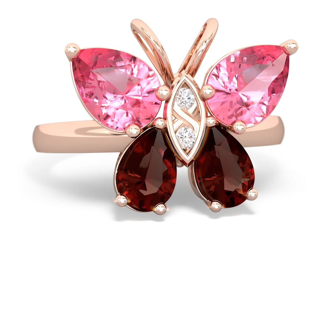 Lab Pink Sapphire Butterfly 14K Rose Gold ring R2215