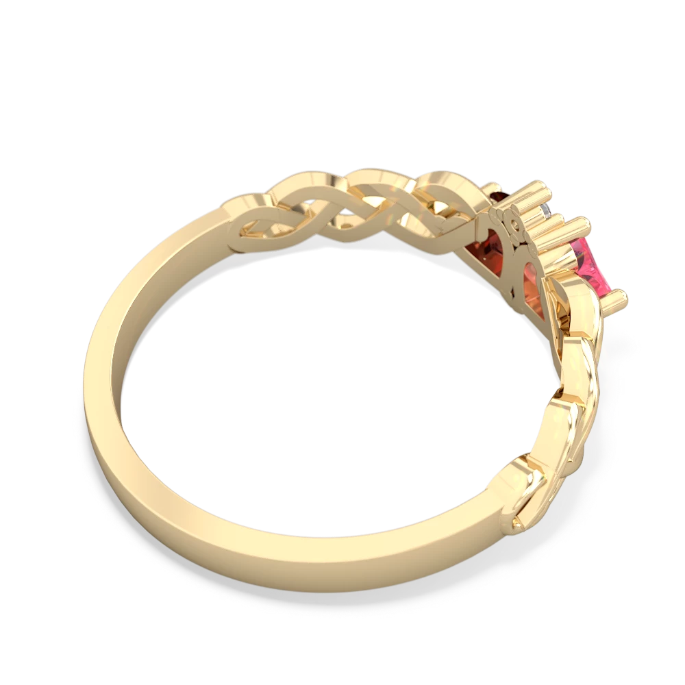 Lab Pink Sapphire Heart To Heart Braid 14K Yellow Gold ring R5870