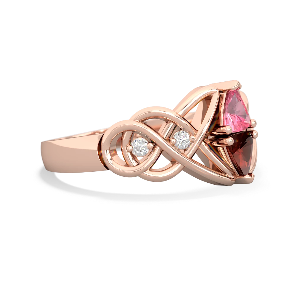 Lab Pink Sapphire Keepsake Celtic Knot 14K Rose Gold ring R5300