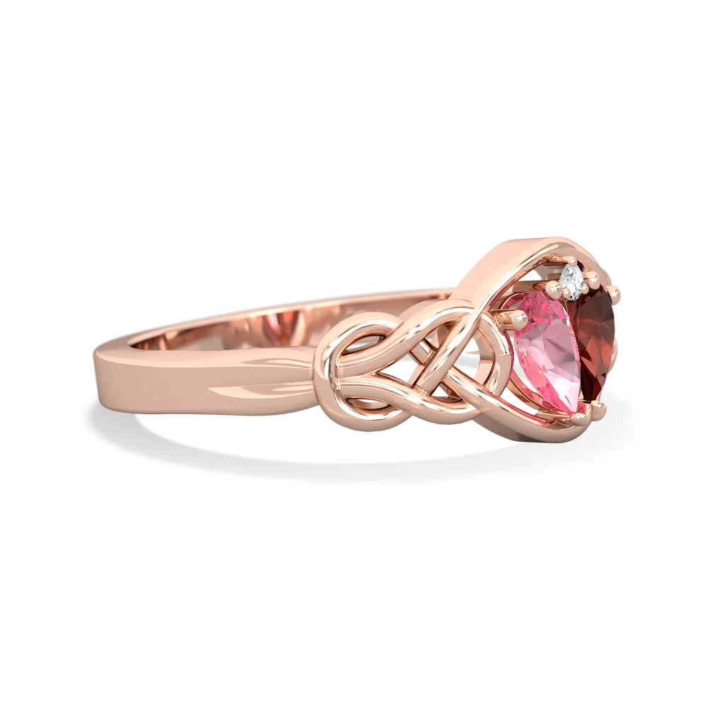 Lab Pink Sapphire Celtic Love Knot 14K Rose Gold ring R5420