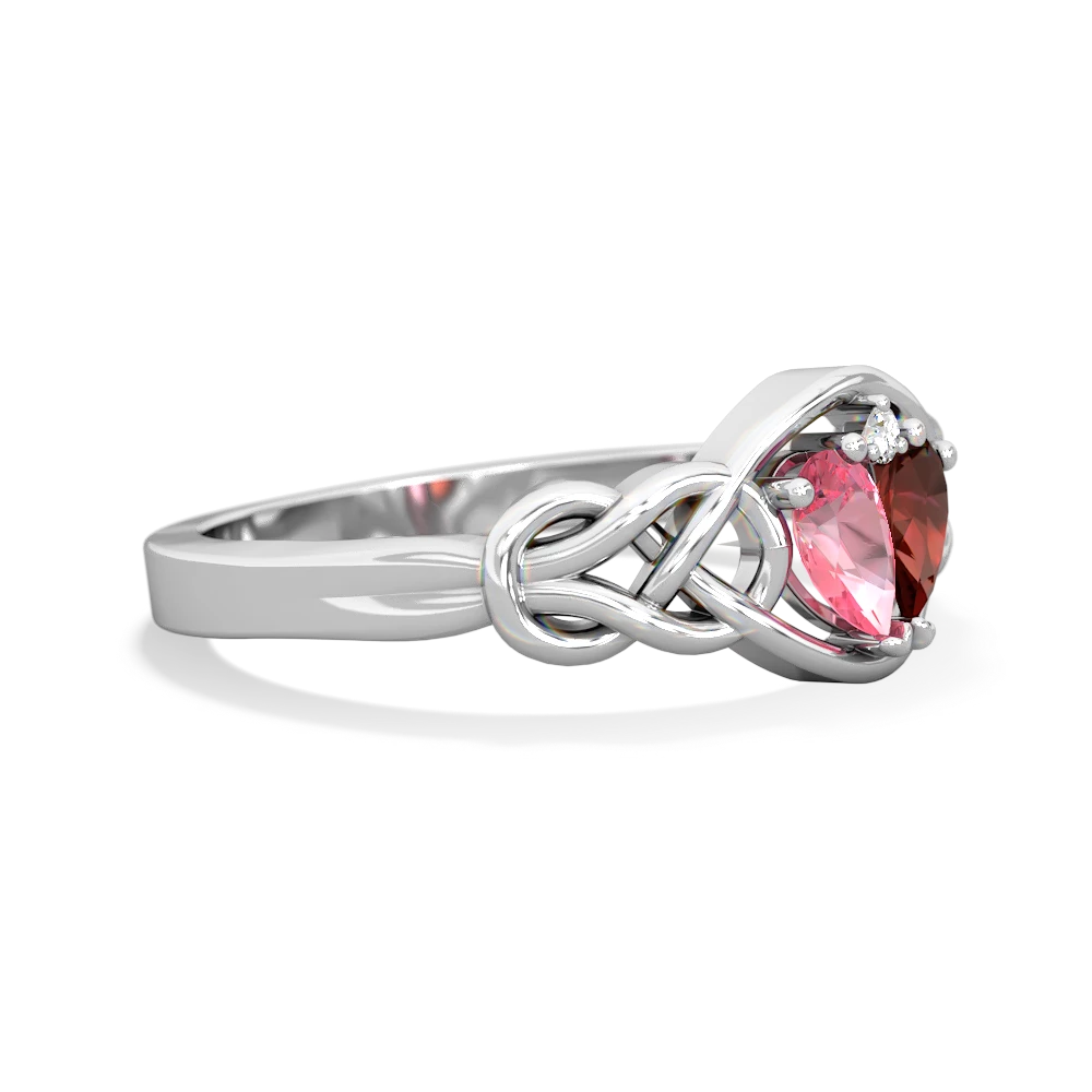 Lab Pink Sapphire Celtic Love Knot 14K White Gold ring R5420