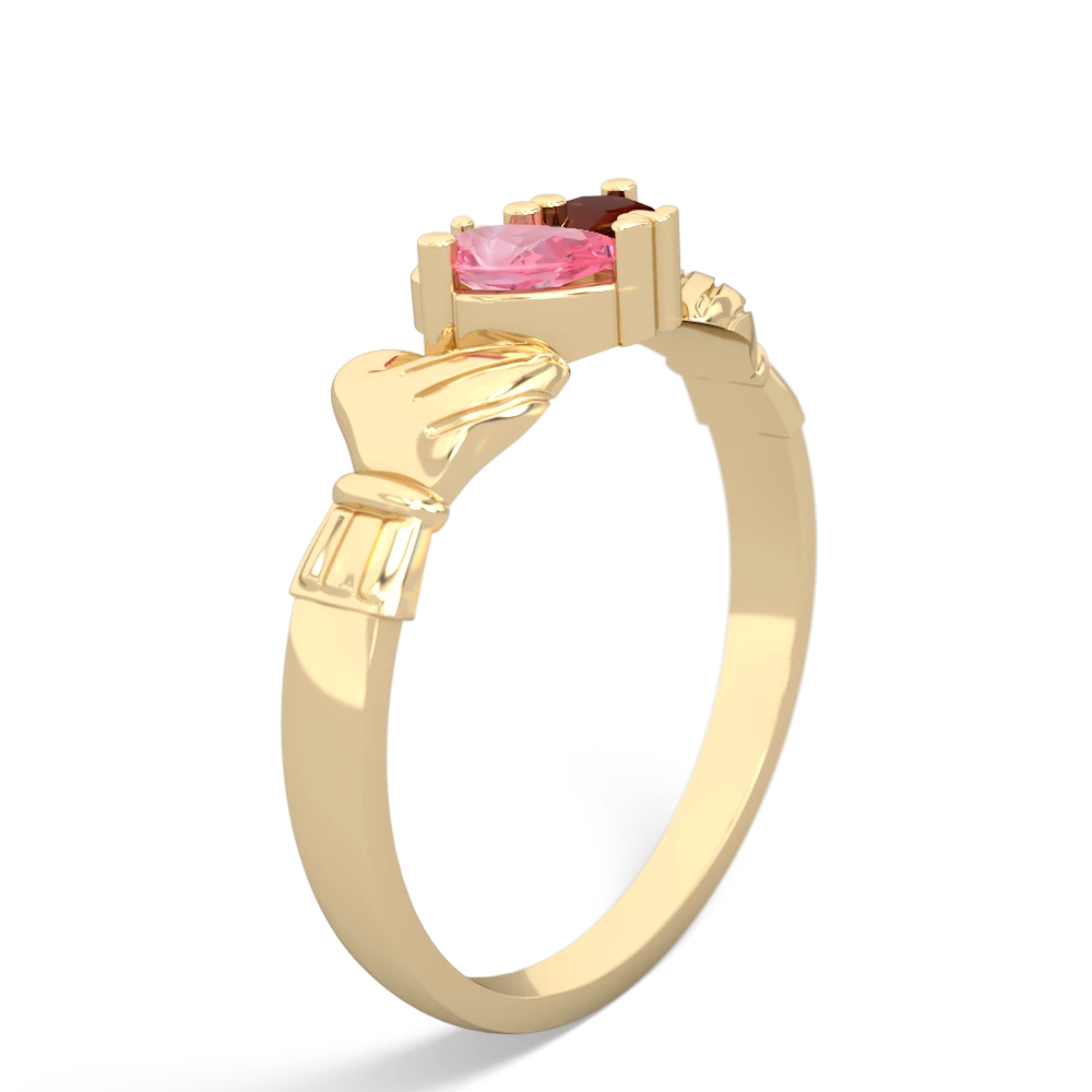 Lab Pink Sapphire 'Our Heart' Claddagh 14K Yellow Gold ring R2388