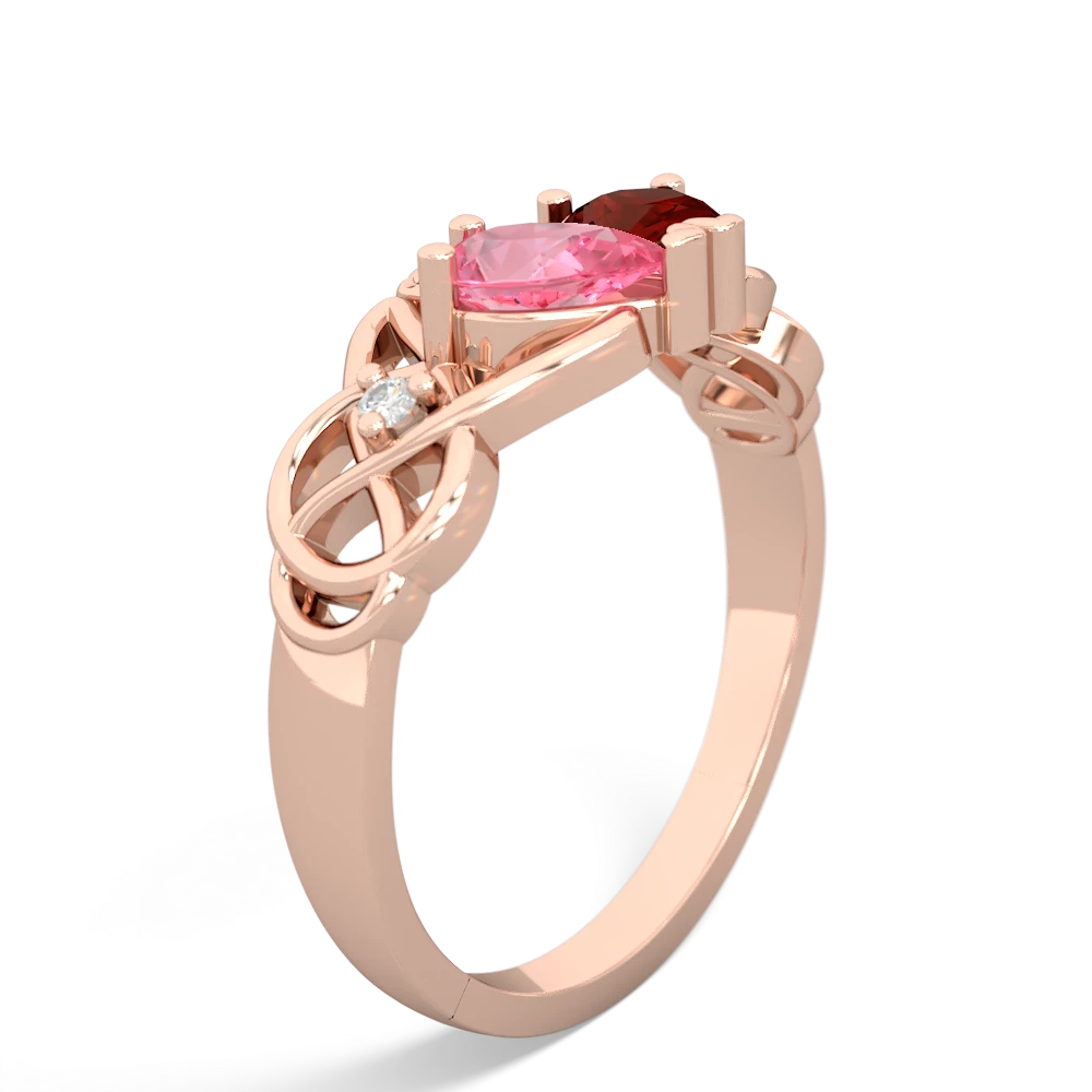 Lab Pink Sapphire 'One Heart' Celtic Knot Claddagh 14K Rose Gold ring R5322