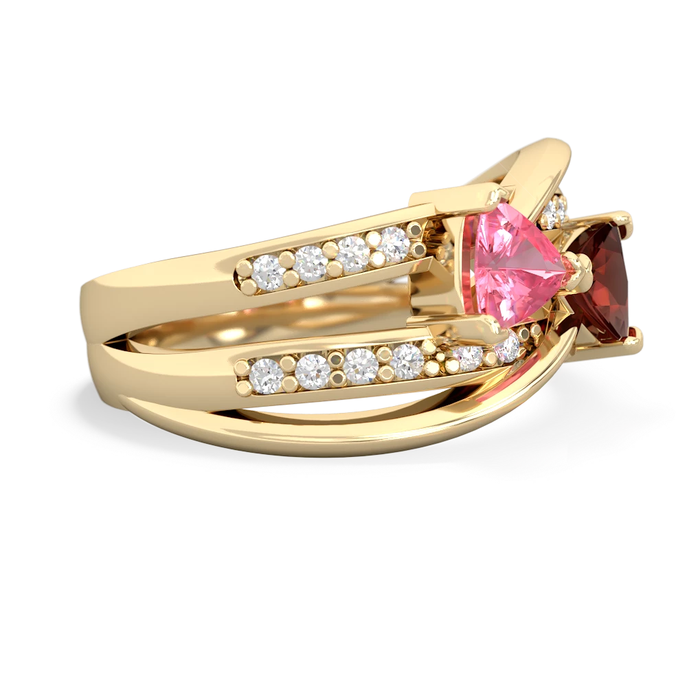 Lab Pink Sapphire Bowtie 14K Yellow Gold ring R2360