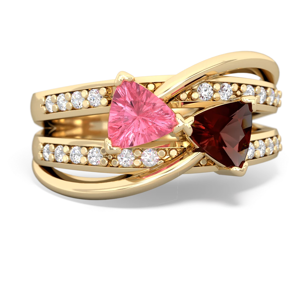 Lab Pink Sapphire Bowtie 14K Yellow Gold ring R2360