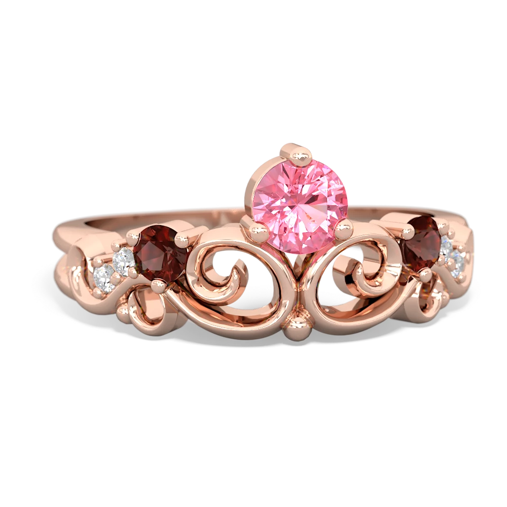 Lab Pink Sapphire Crown Keepsake 14K Rose Gold ring R5740