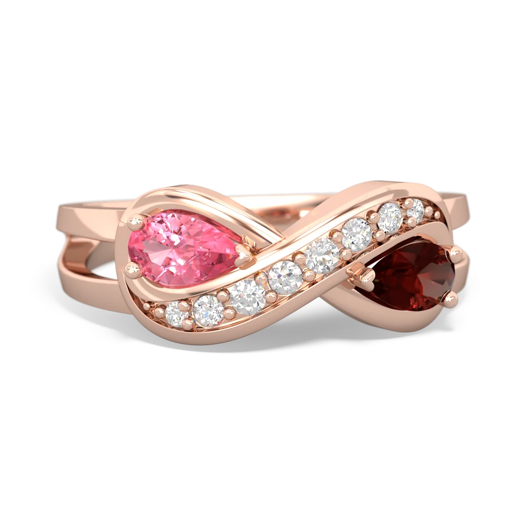 Lab Pink Sapphire Diamond Infinity 14K Rose Gold ring R5390