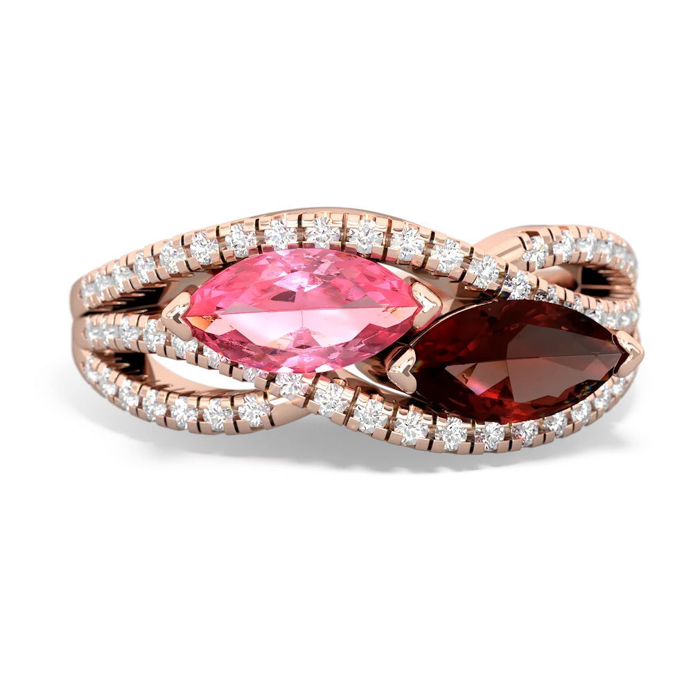 Lab Pink Sapphire Diamond Rivers 14K Rose Gold ring R3070