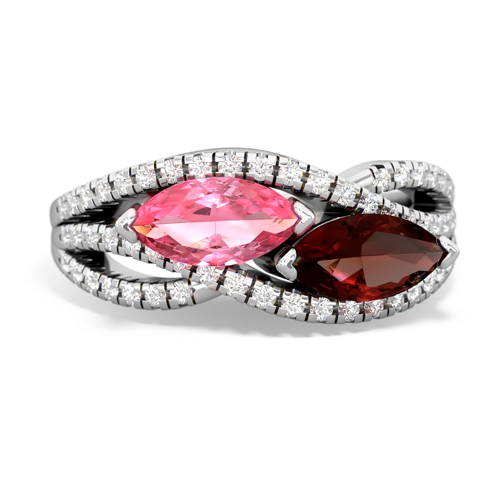 Lab Pink Sapphire Diamond Rivers 14K White Gold ring R3070