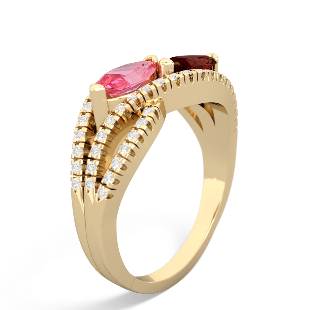 Lab Pink Sapphire Diamond Rivers 14K Yellow Gold ring R3070