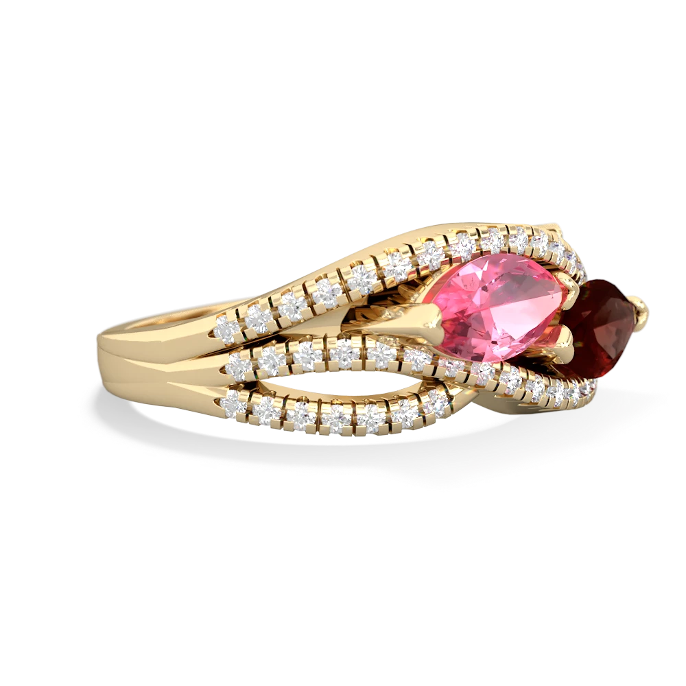 Lab Pink Sapphire Diamond Rivers 14K Yellow Gold ring R3070