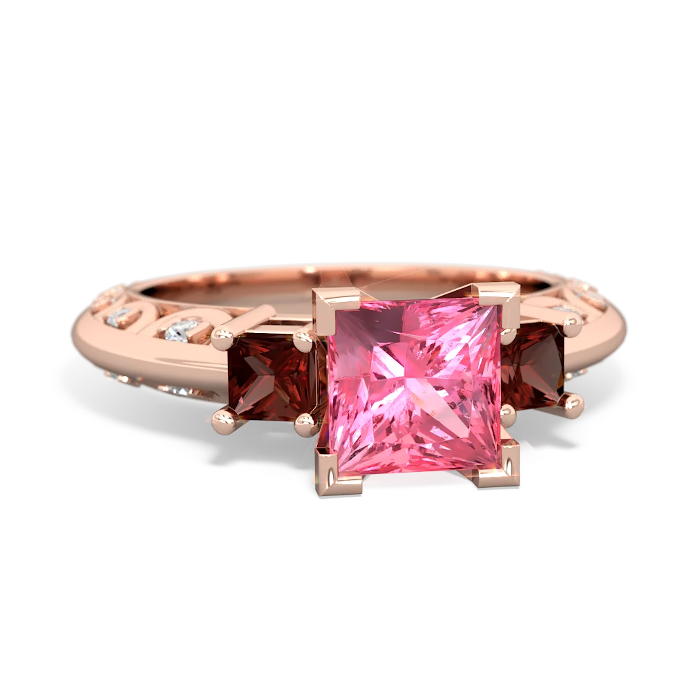 Lab Pink Sapphire Eternal Embrace Engagement 14K Rose Gold ring C2001