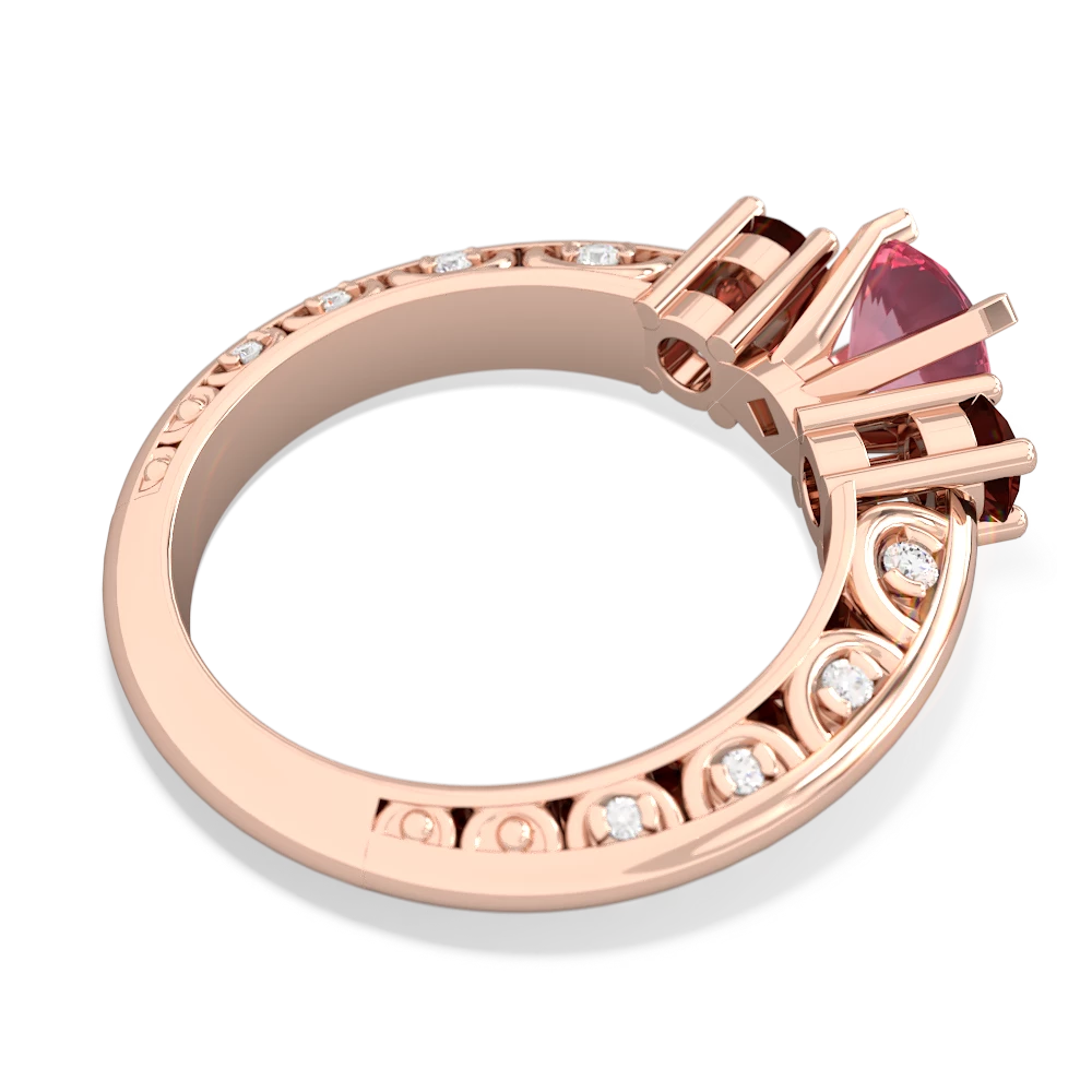 Lab Pink Sapphire Art Deco Eternal Embrace Engagement 14K Rose Gold ring C2003