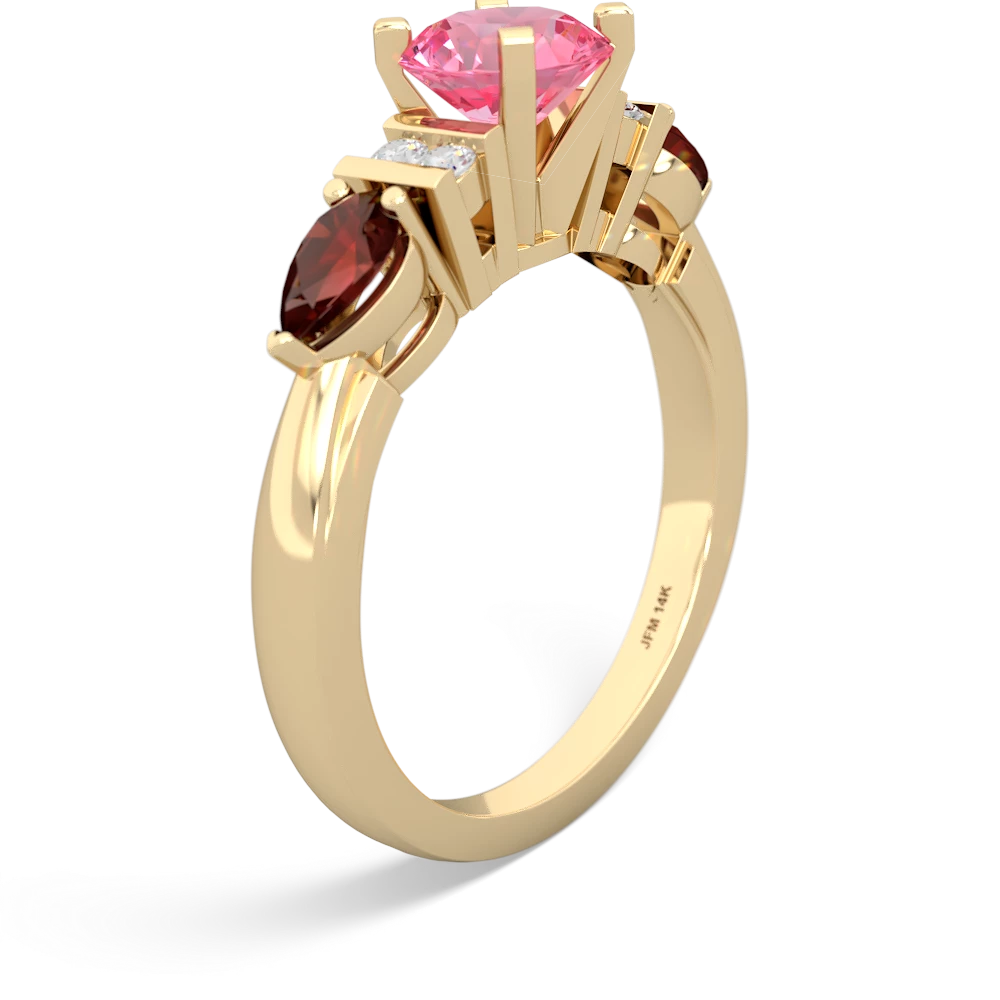 Lab Pink Sapphire 6Mm Round Eternal Embrace Engagement 14K Yellow Gold ring R2005