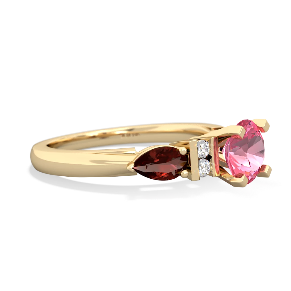 Lab Pink Sapphire 6Mm Round Eternal Embrace Engagement 14K Yellow Gold ring R2005