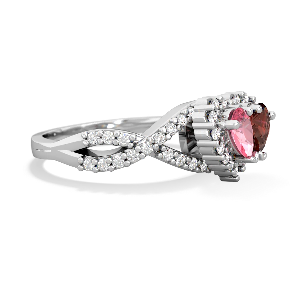 Lab Pink Sapphire Diamond Twist 'One Heart' 14K White Gold ring R2640HRT