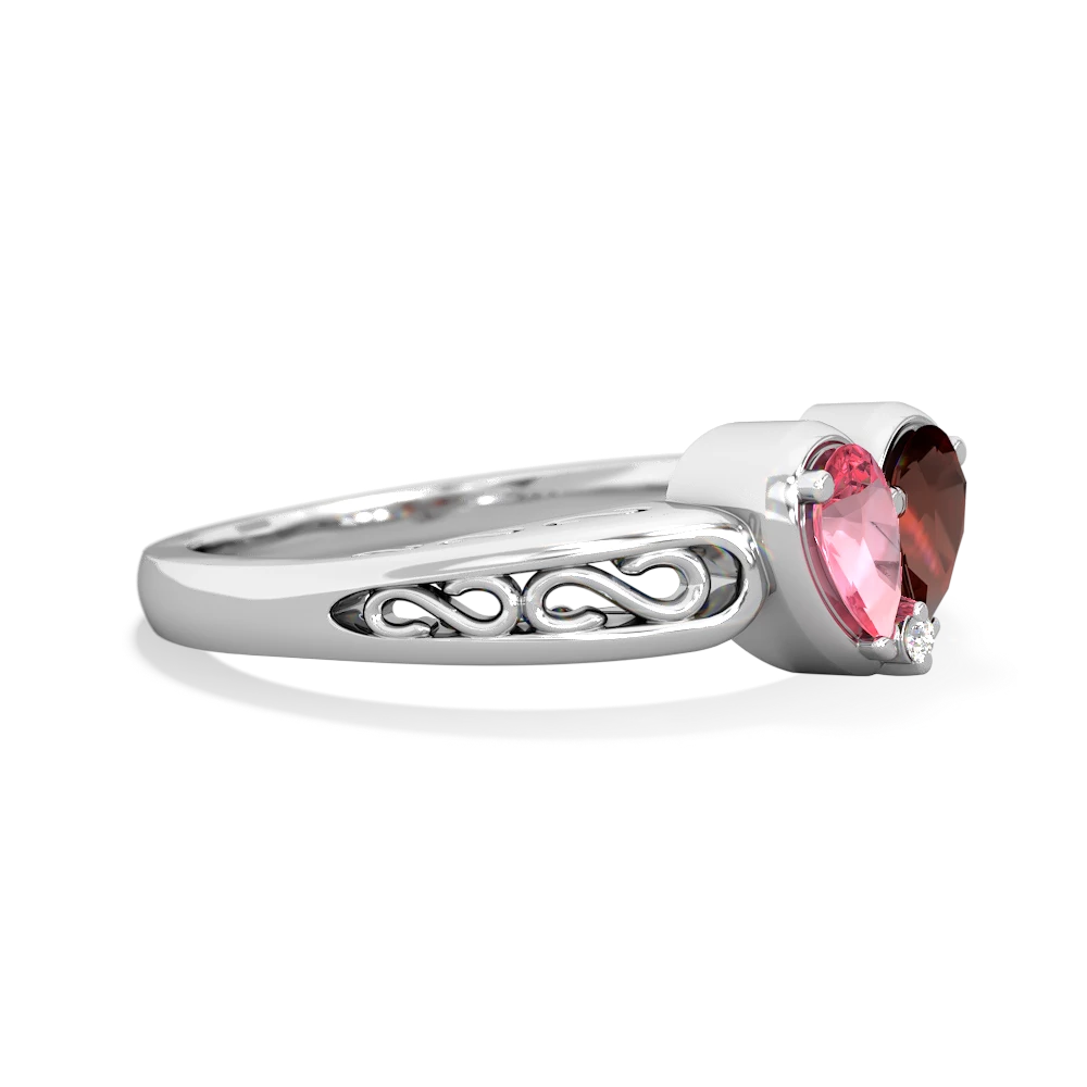 Lab Pink Sapphire Filligree 'One Heart' 14K White Gold ring R5070