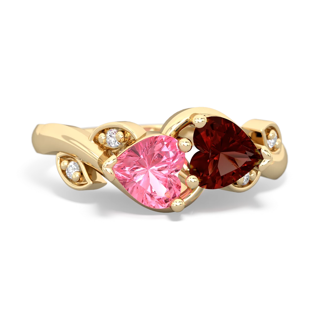 Lab Pink Sapphire Floral Elegance 14K Yellow Gold ring R5790