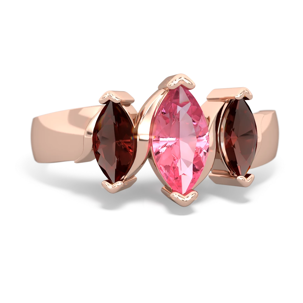 Lab Pink Sapphire Three Peeks 14K Rose Gold ring R2433