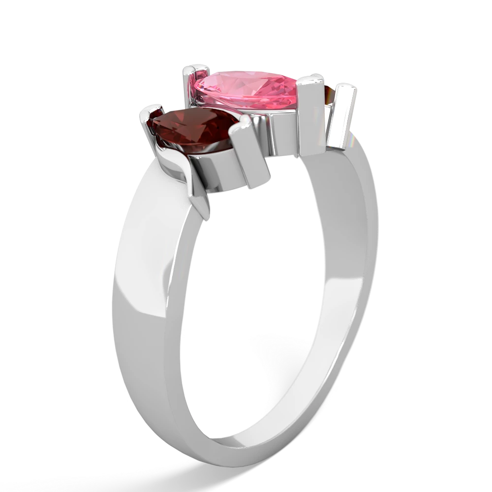 Lab Pink Sapphire Three Peeks 14K White Gold ring R2433