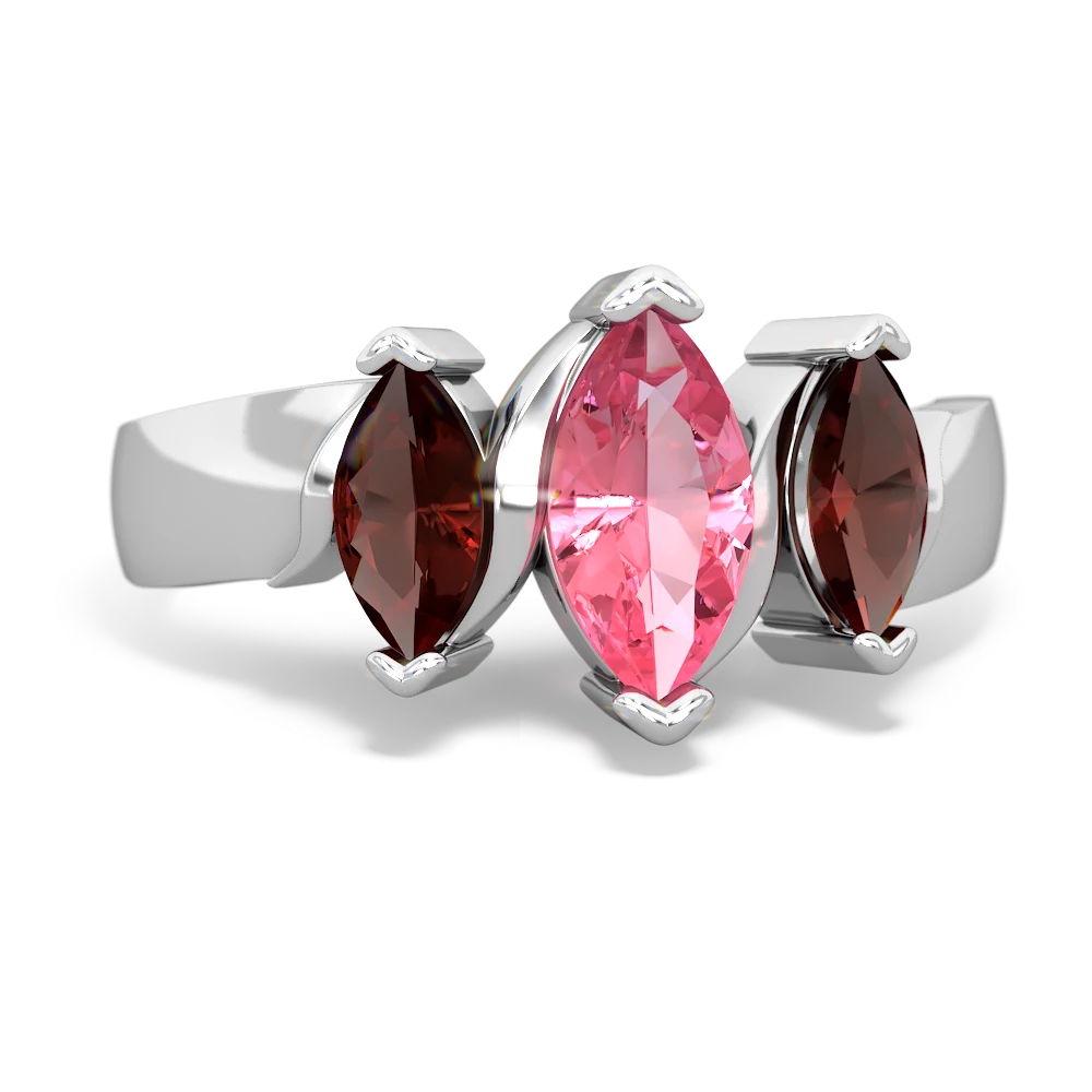 Lab Pink Sapphire Three Peeks 14K White Gold ring R2433