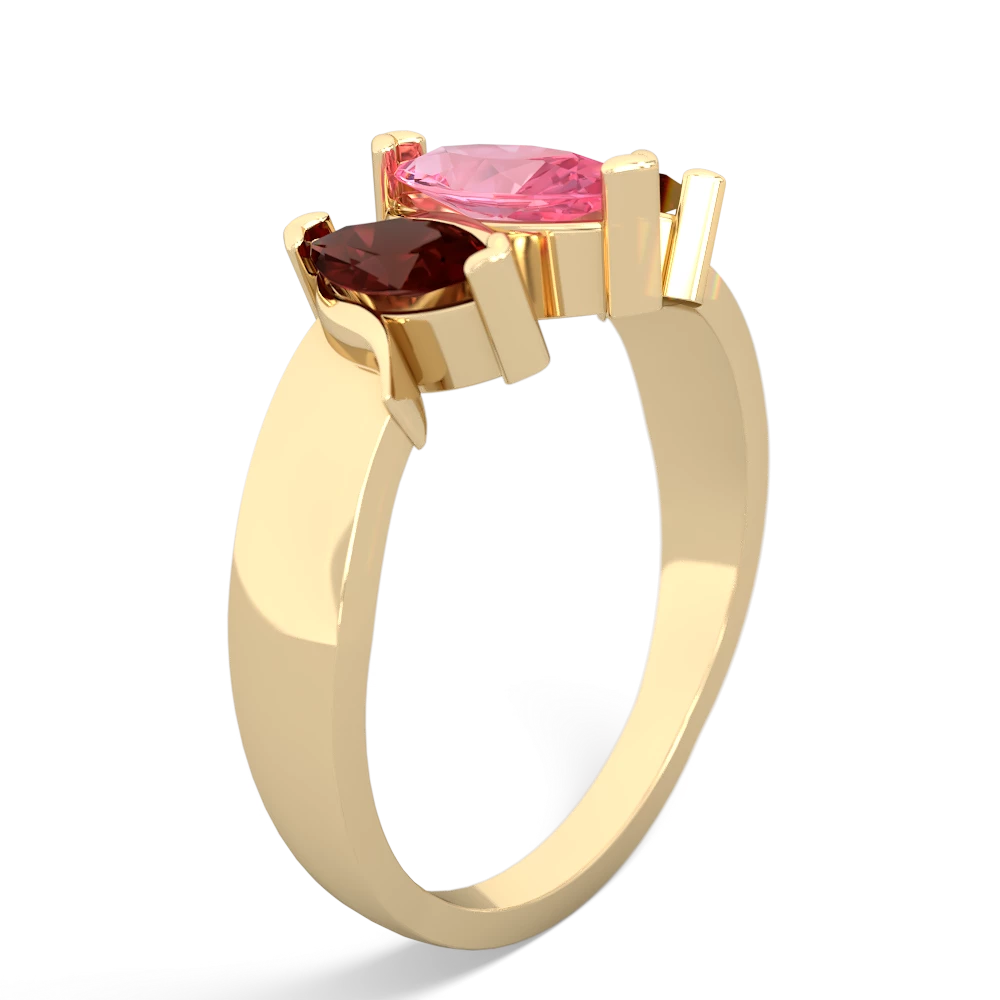 Lab Pink Sapphire Three Peeks 14K Yellow Gold ring R2433