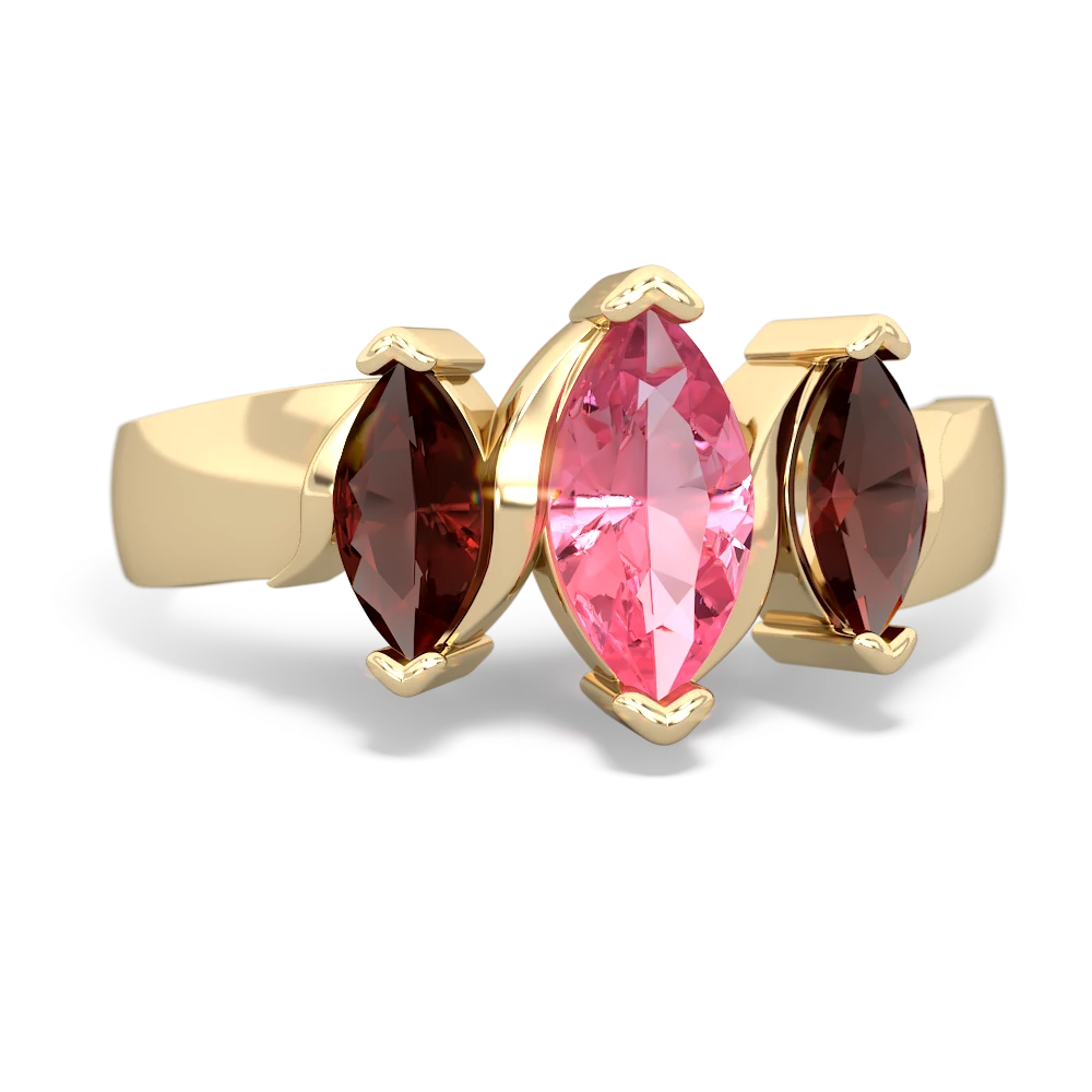 Lab Pink Sapphire Three Peeks 14K Yellow Gold ring R2433