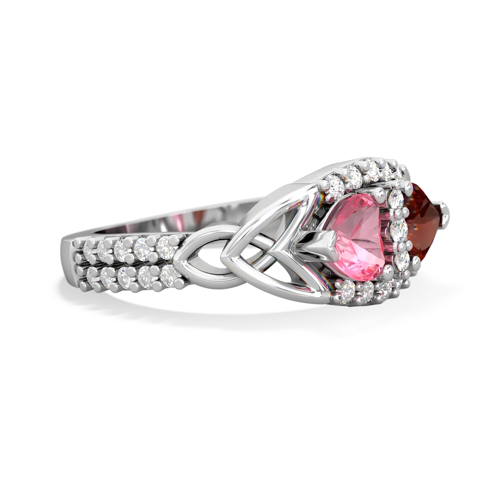 Lab Pink Sapphire Sparkling Celtic Knot 14K White Gold ring R2645