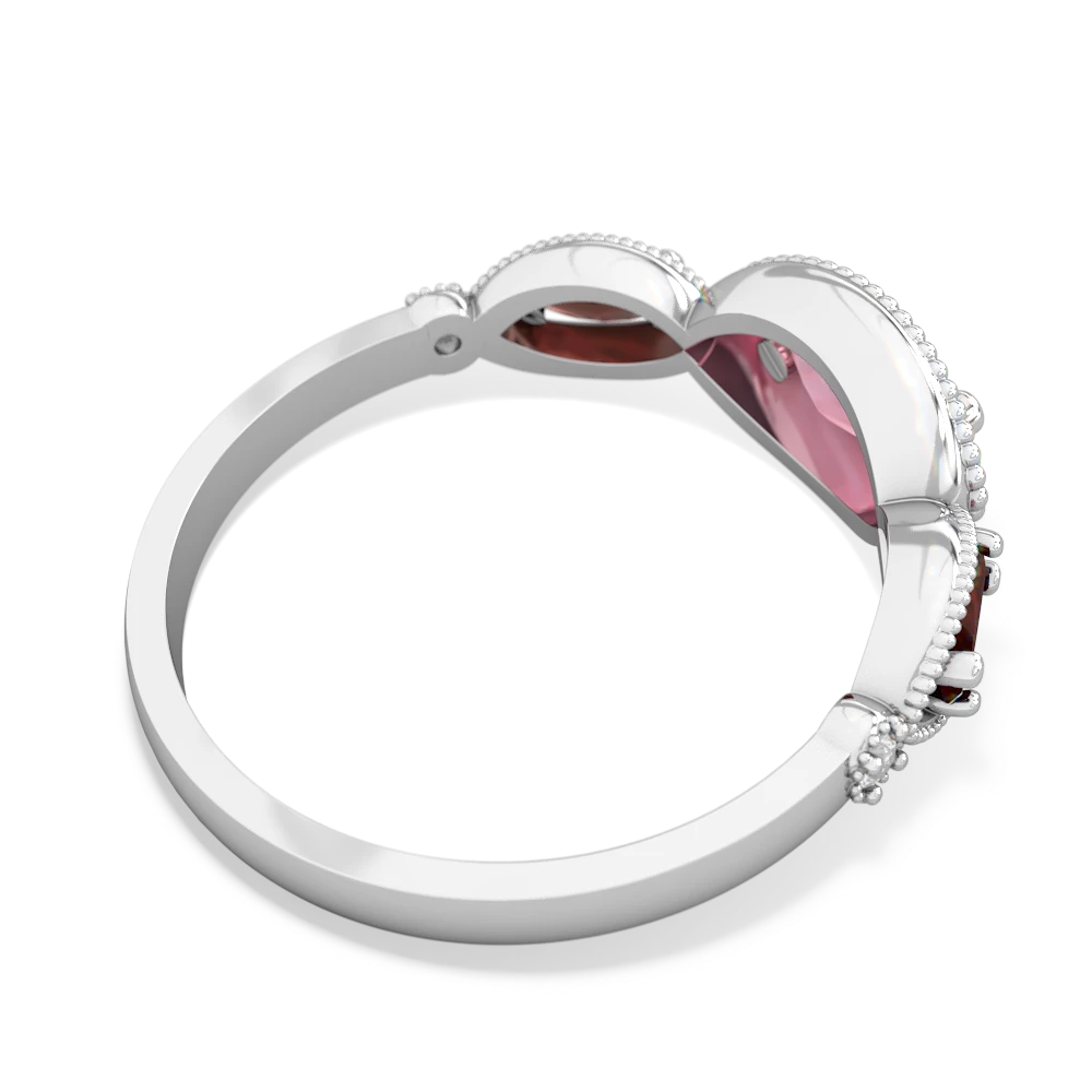 Lab Pink Sapphire Milgrain Marquise 14K White Gold ring R5700