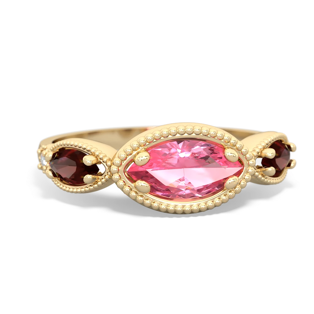 Lab Pink Sapphire Milgrain Marquise 14K Yellow Gold ring R5700