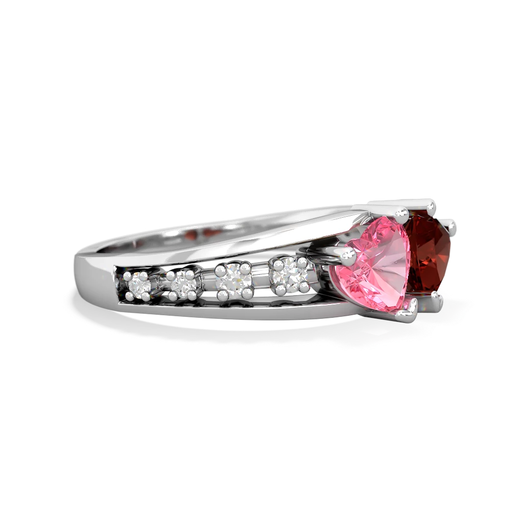 Lab Pink Sapphire Heart To Heart 14K White Gold ring R3342