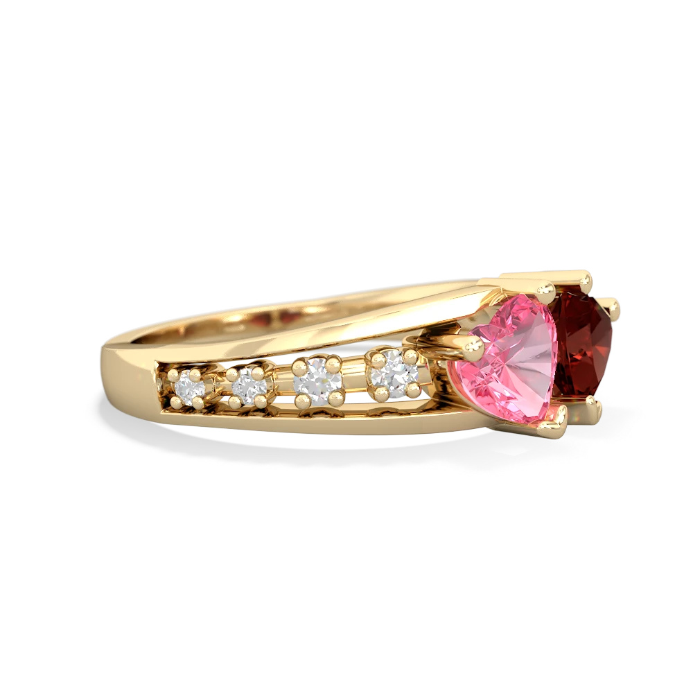 Lab Pink Sapphire Heart To Heart 14K Yellow Gold ring R3342